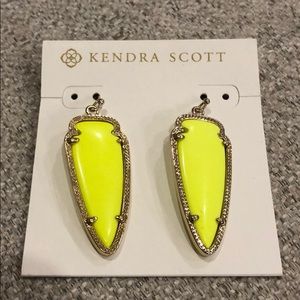 Kendra Scott Neon Yellow Arrowhead Earrings